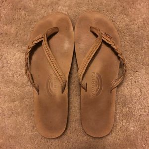Tan braided rainbow sandals